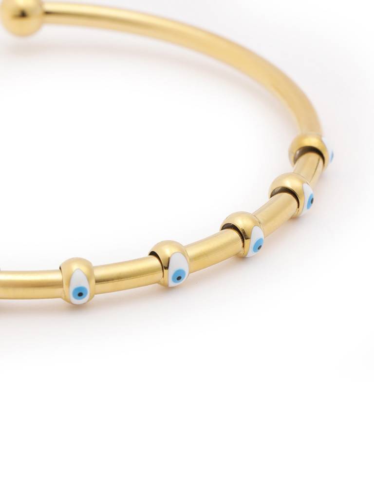 18Kt Gold Plated Evil Eye Cuff Link Bracelet : FJB5536