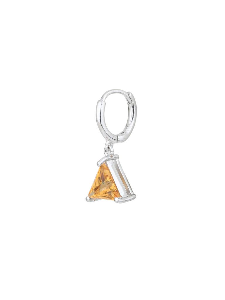 Rhodium Plated Cz Citrine Triangular Hoop Earring : FJE5346