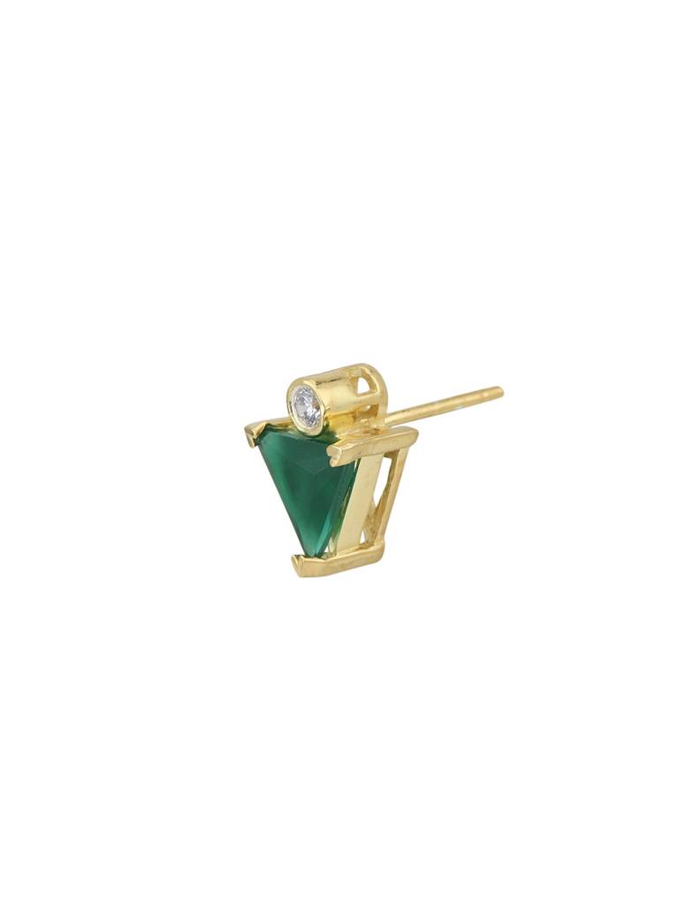 18Kt Gold Plated Cz Emerald Triangular Stud Earring : FJE5359