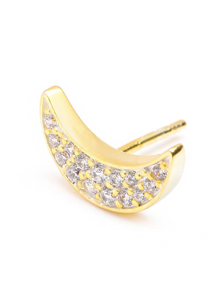 18Kt Gold Plated Cz Crecent Stud Earring : FJE5411