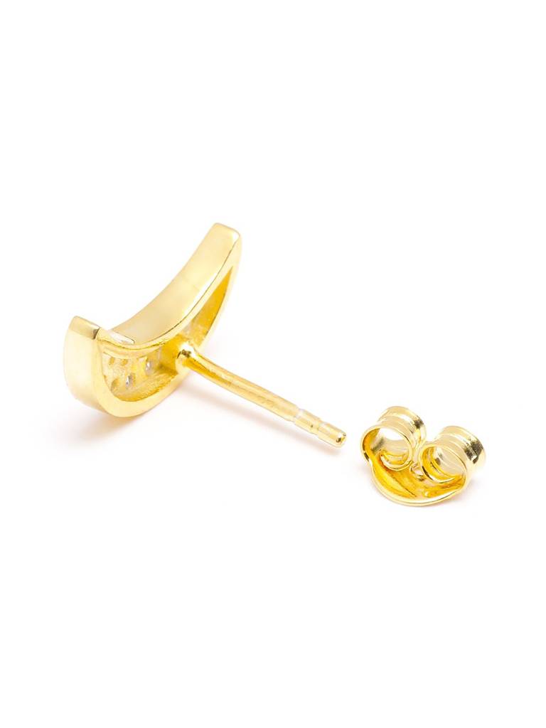 18Kt Gold Plated Cz Crecent Stud Earring : FJE5411