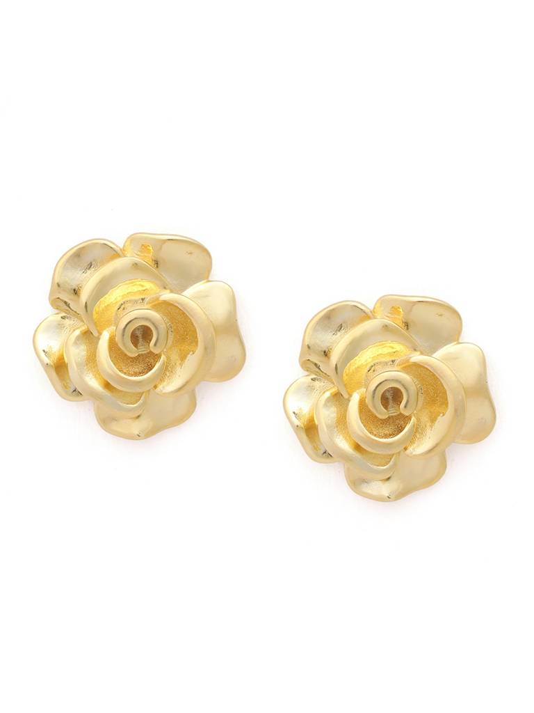 18Kt Gold Plated Bold Rose Stud Earring : FJE5421