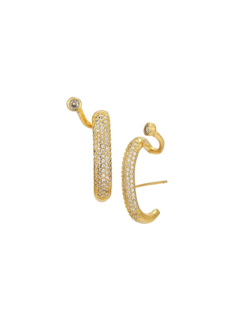 Gold Plated Cz Contemporary Earlobe Earring : FJE5460