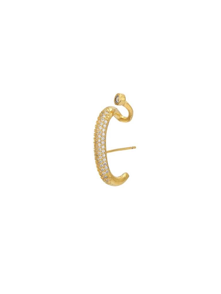 Gold Plated Cz Contemporary Earlobe Earring : FJE5460
