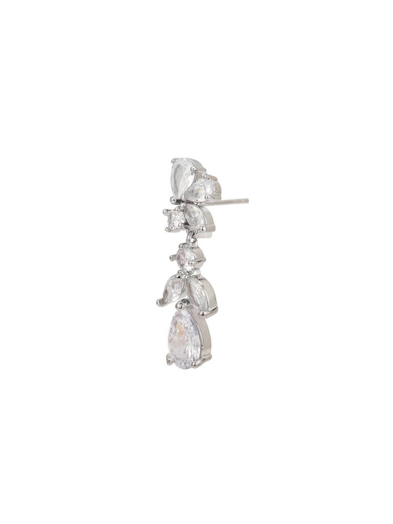 Silver Plated Cz Leaf Drop Statement Earring : FJE5462