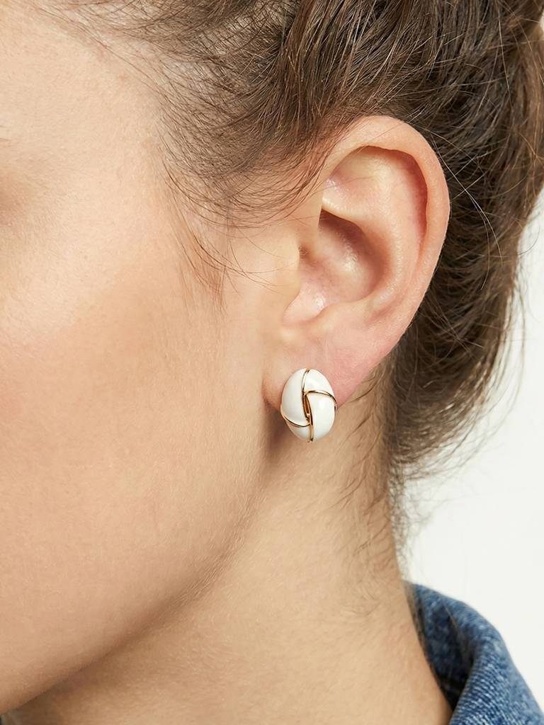 Genz 18Kt Gold Plated Enamel Oval Bold Stud Earring : FJE5552