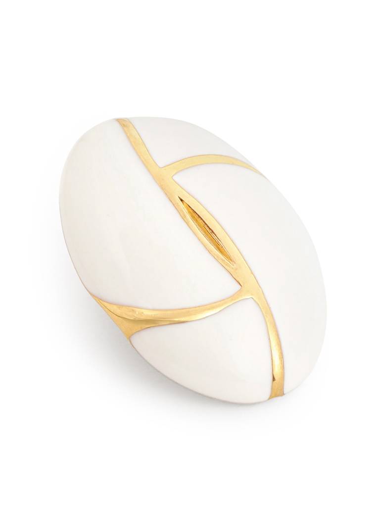 Genz 18Kt Gold Plated Enamel Oval Bold Stud Earring : FJE5552