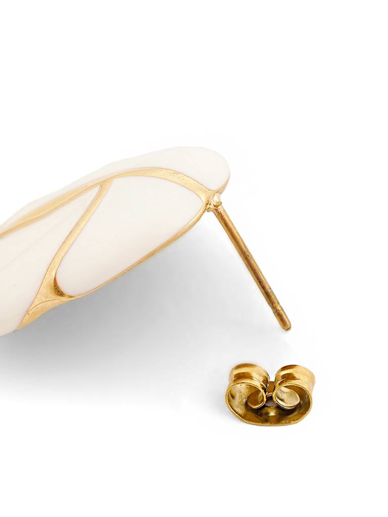 Genz 18Kt Gold Plated Enamel Oval Bold Stud Earring : FJE5552