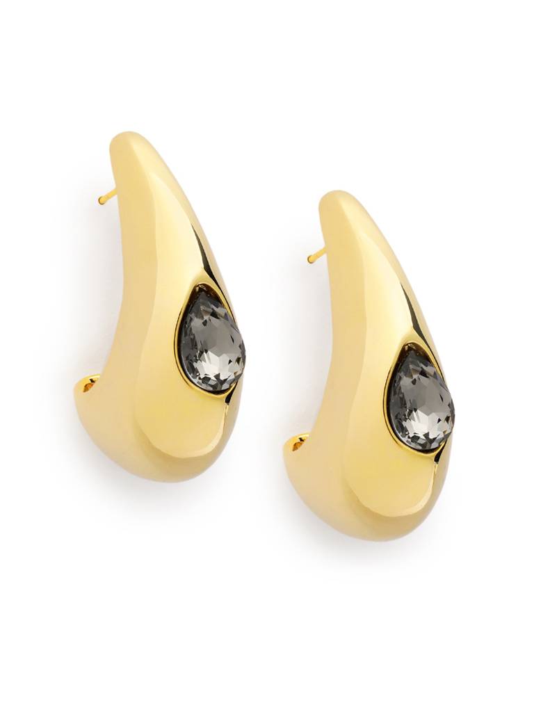 Premium 18Kt Gold Plated Cz Half Hoop Earring : FJE5637