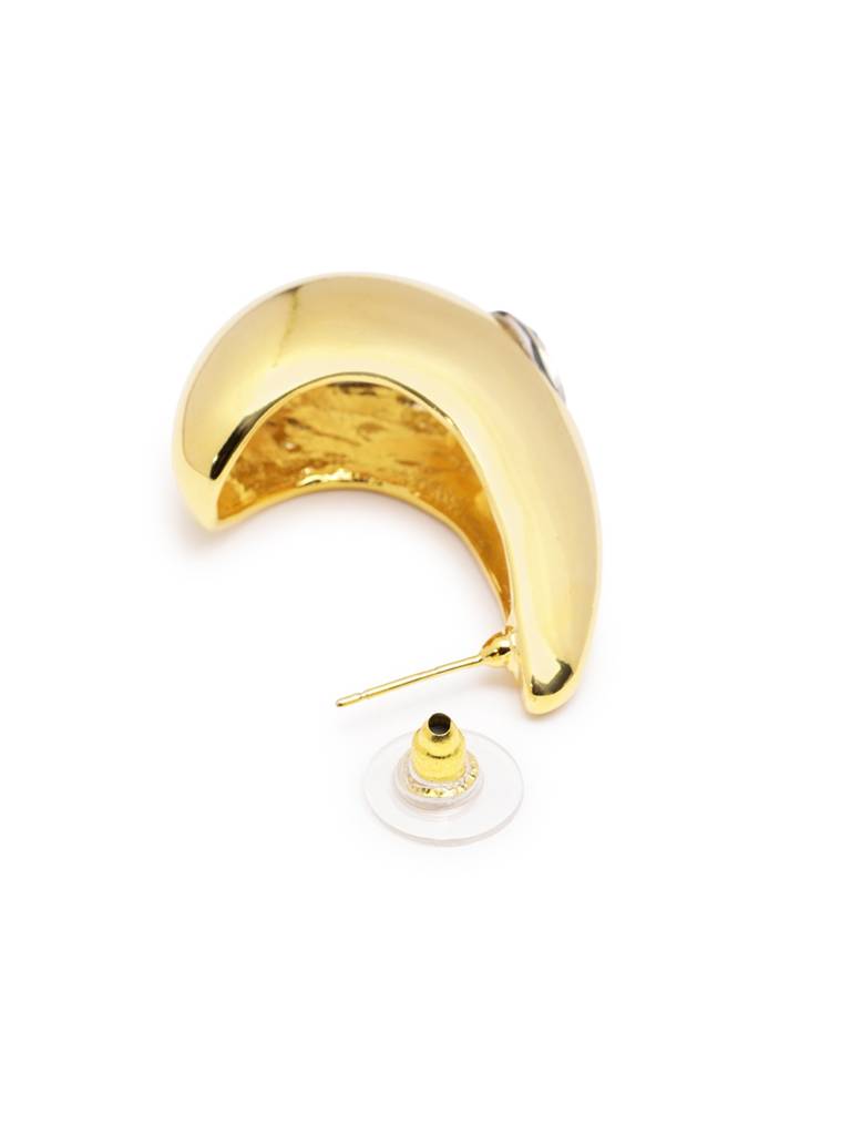 Premium 18Kt Gold Plated Cz Half Hoop Earring : FJE5637