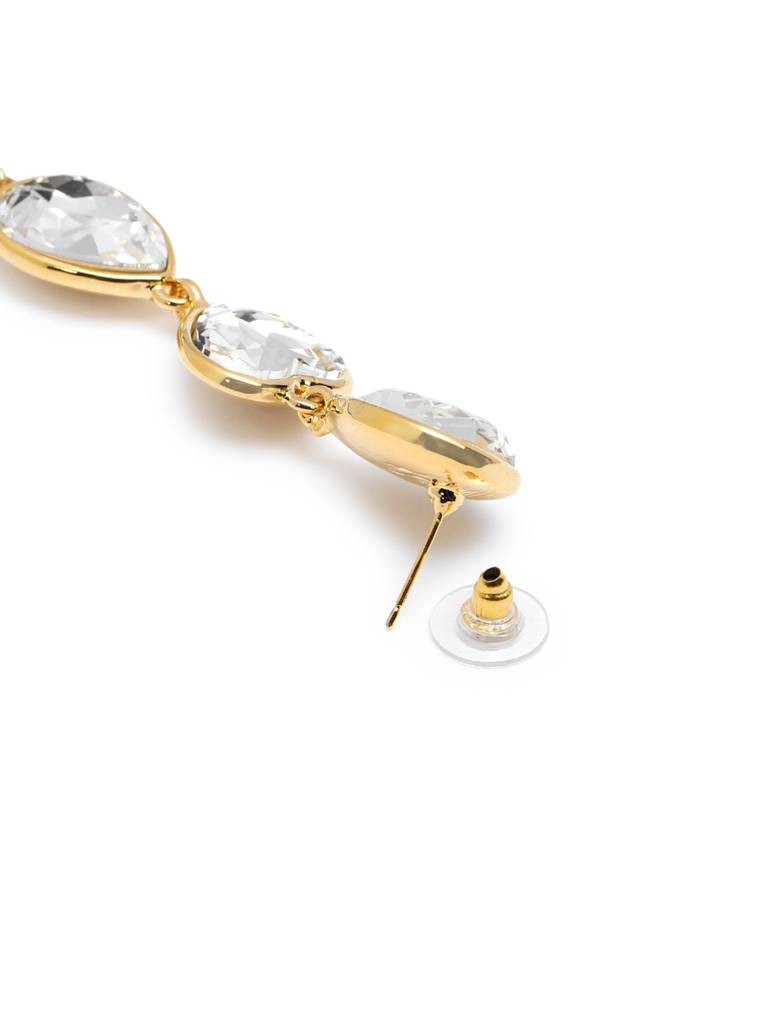 Premium 18Kt Gold Plated Crystal And Pearl Drop Earring : FJE5647
