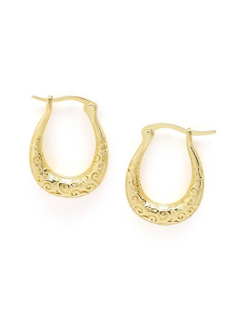 18Kt Gold Plated Oval Hoop Earring : FJE5650