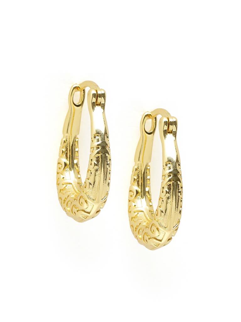 18Kt Gold Plated Oval Hoop Earring : FJE5650