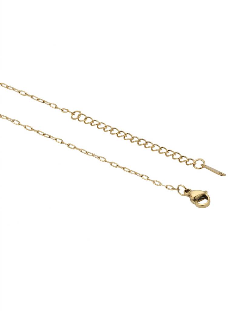 Gold Plated Everyday Blue Crystal Square Pendant And Chain : FJN5488