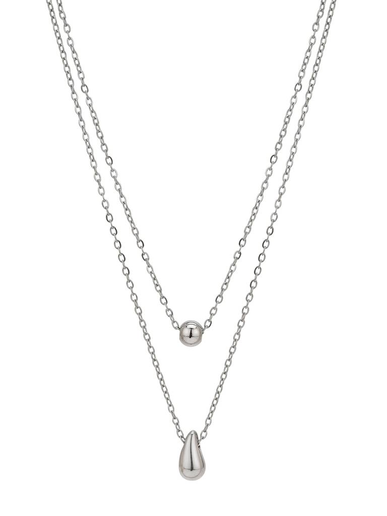 Silver Plated Water Drop Layered Necklace : FJN5489