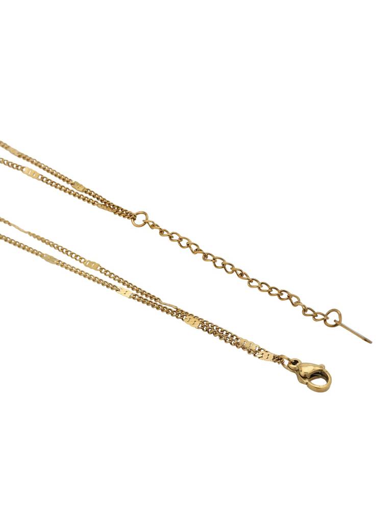 Gold Plated Cz And Bar Layered Necklace : FJN5497