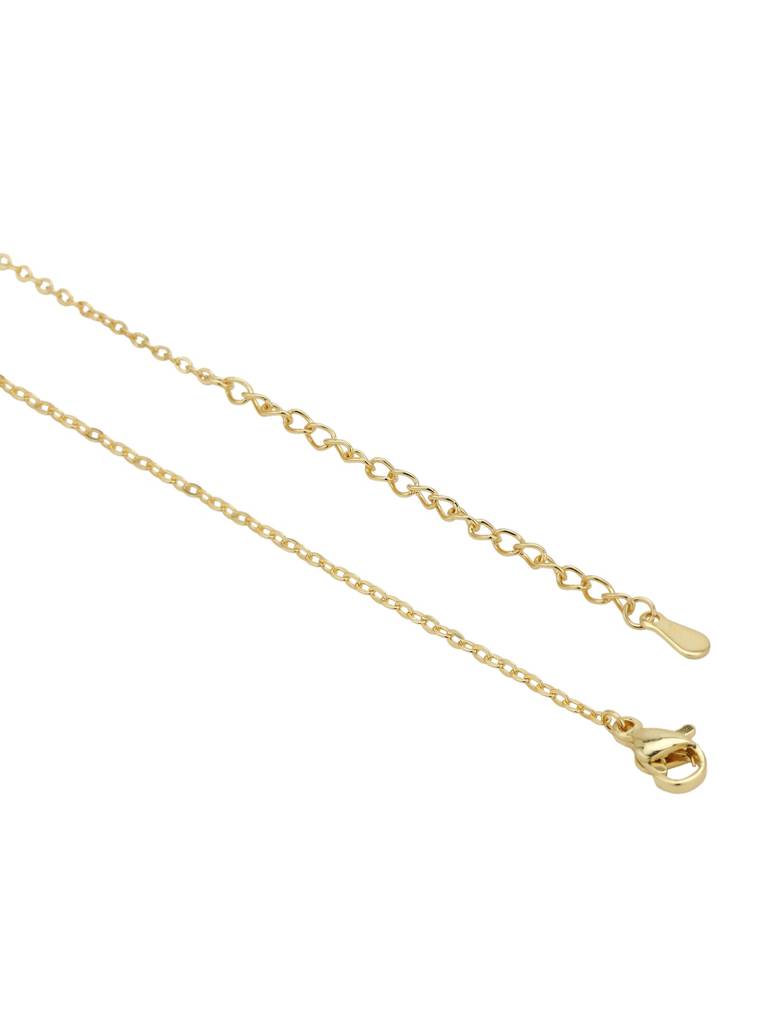 Gold Plated Cz Studded Curved Bar Pendant Necklace : FJN5505