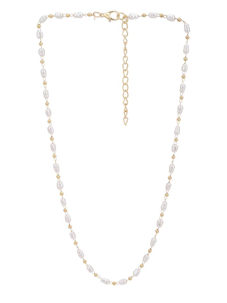 Rose Gold Plated Pearl Necklace : FJN5506