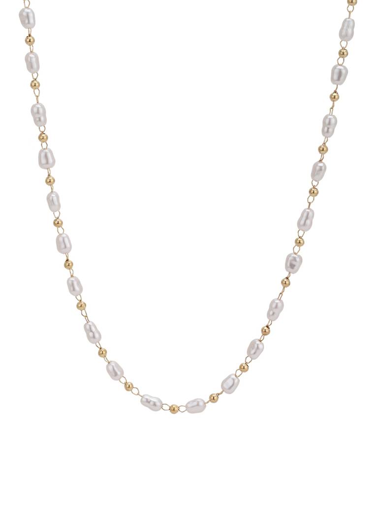 Rose Gold Plated Pearl Necklace : FJN5506