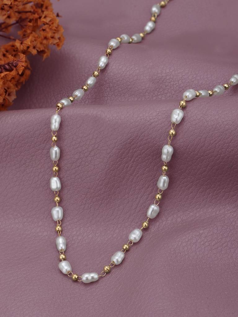 JAGDAMBA PEARLS Lipika 2 Lines Pearl Necklace. · Eternz