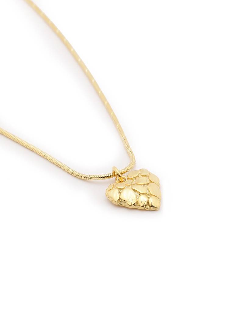 18Kt Gold Plated Heart Pendant And Chain Necklace : FJN5529