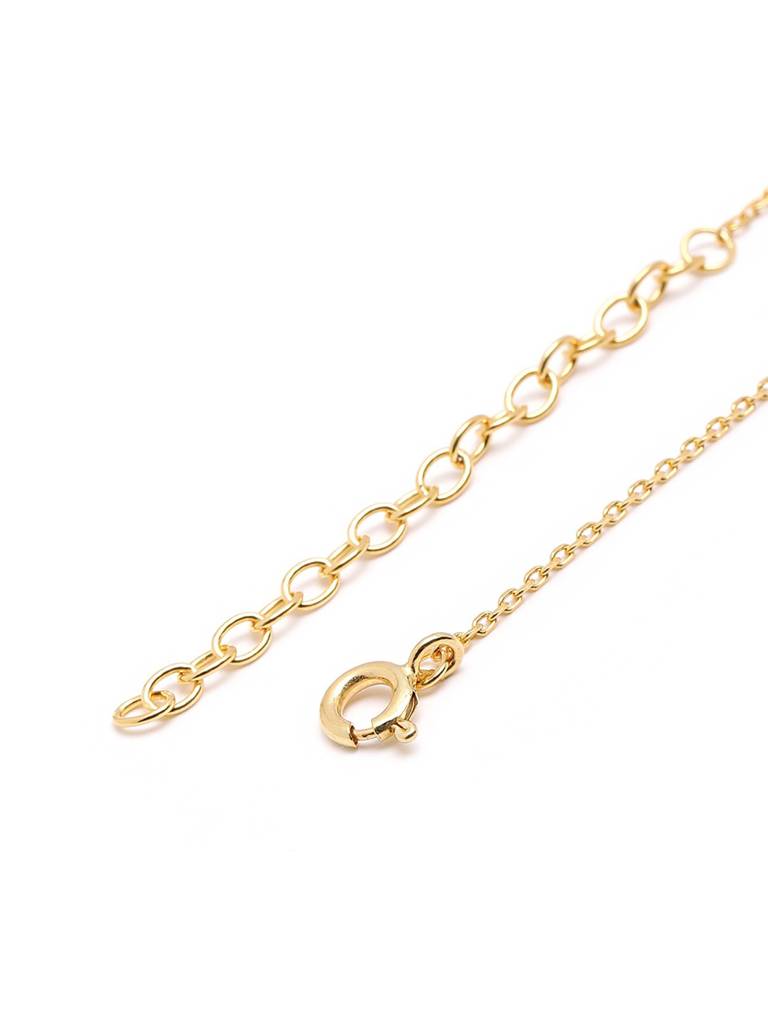 18Kt Gold Plated Cz Green Stone Pendant And Chain Necklace : FJN5530