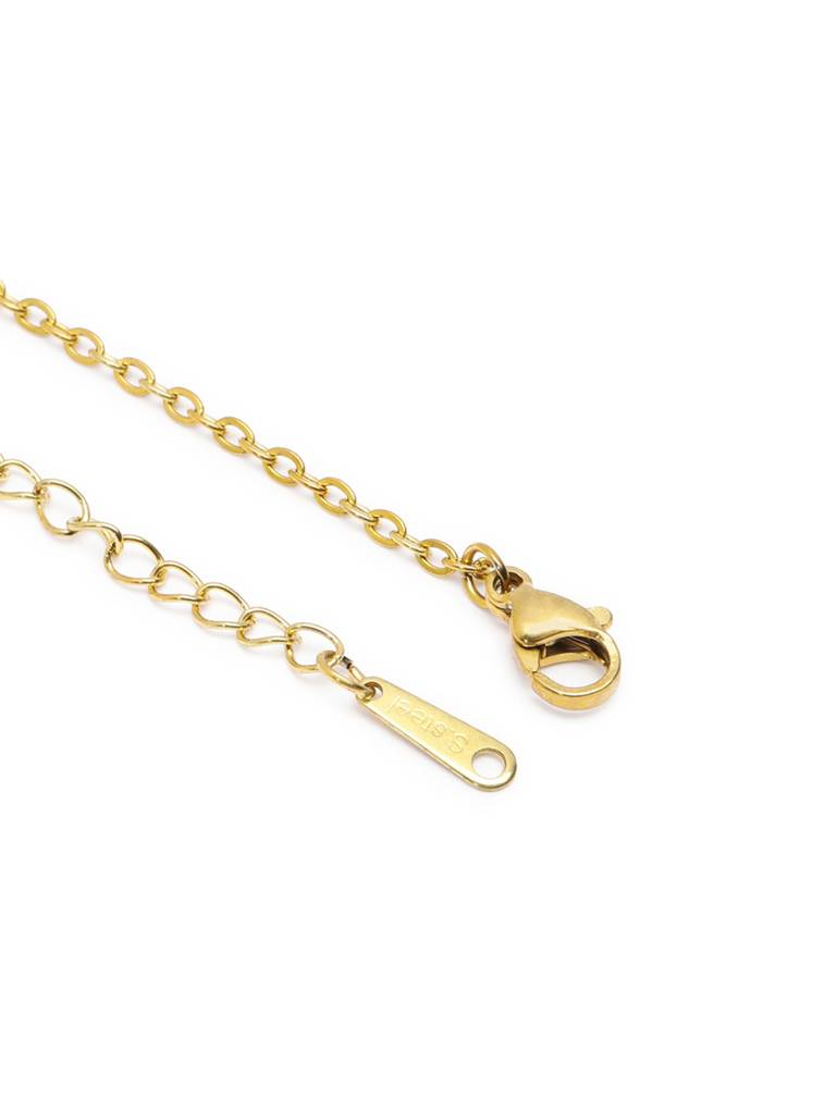 Antique Gold Plated Cz Puff Heart Pendant And Chain : FJN5626