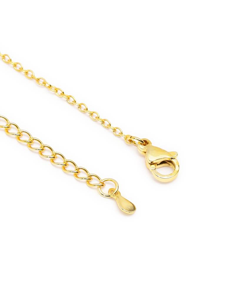 Gold Plated Cz Solitaite Heart Pendant And Chain : FJN5627