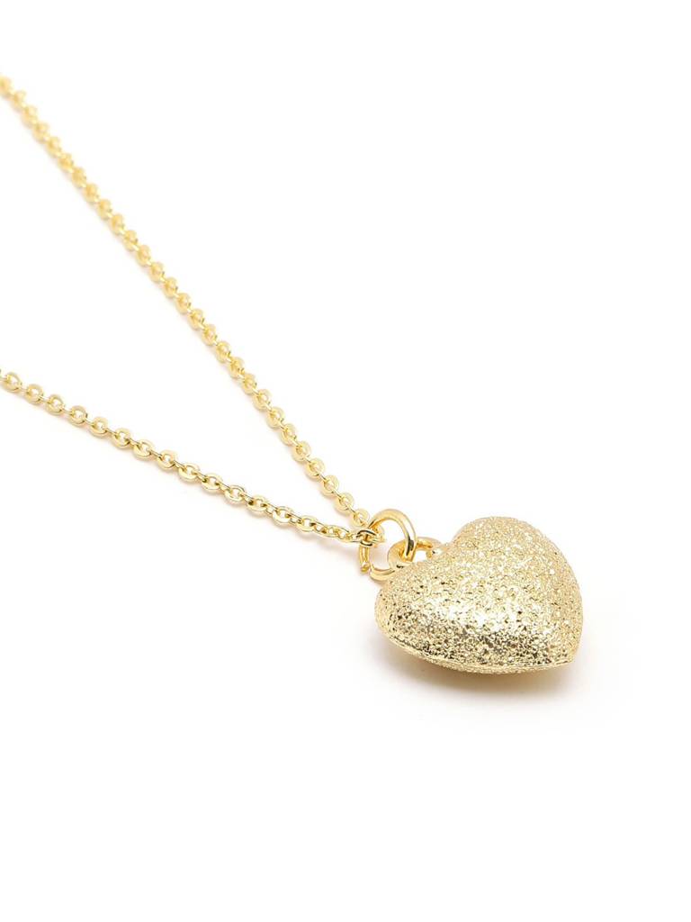 18Kt Gold Plated Puffy Heart Pendant And Chain : FJN5660