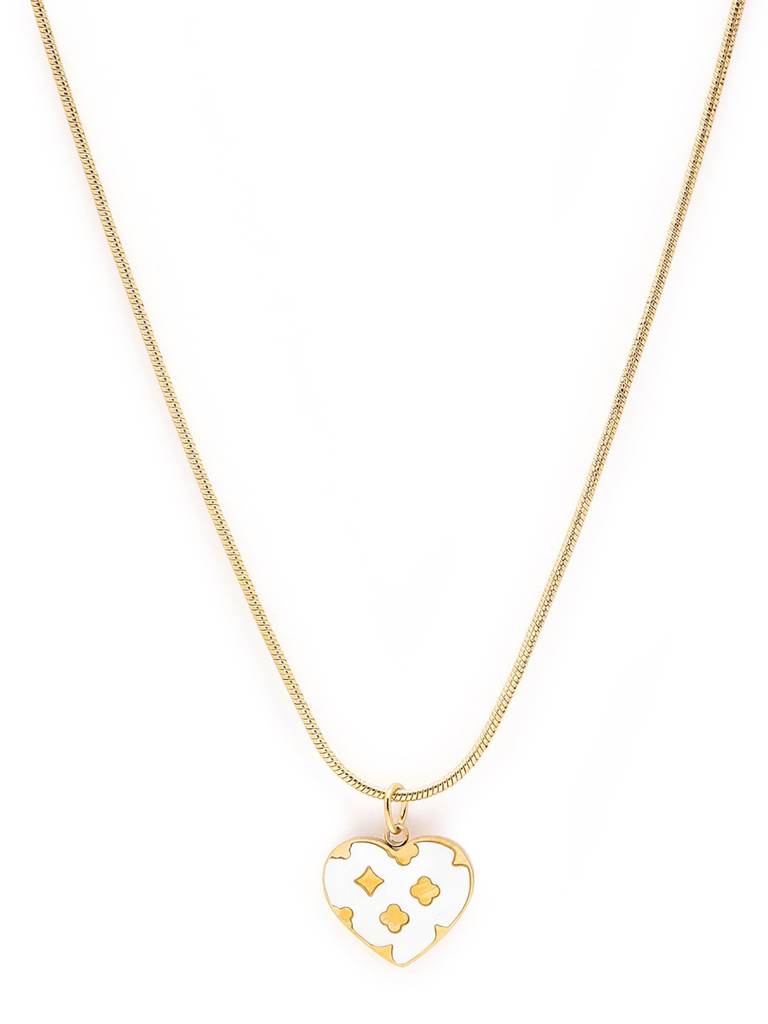 18Kt Gold Plated Shell And Heart Pendant And Chain : FJN5693