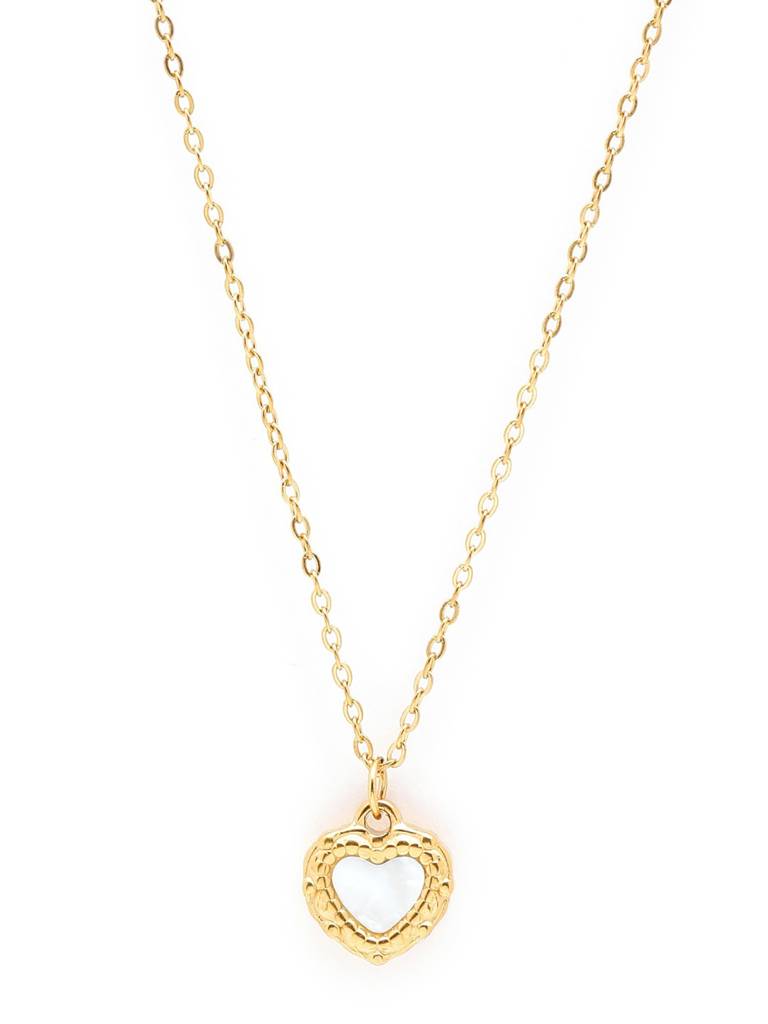 18Kt Gold Plated Shell Puff Heart Reversible Pendant And Chain : FJN5694