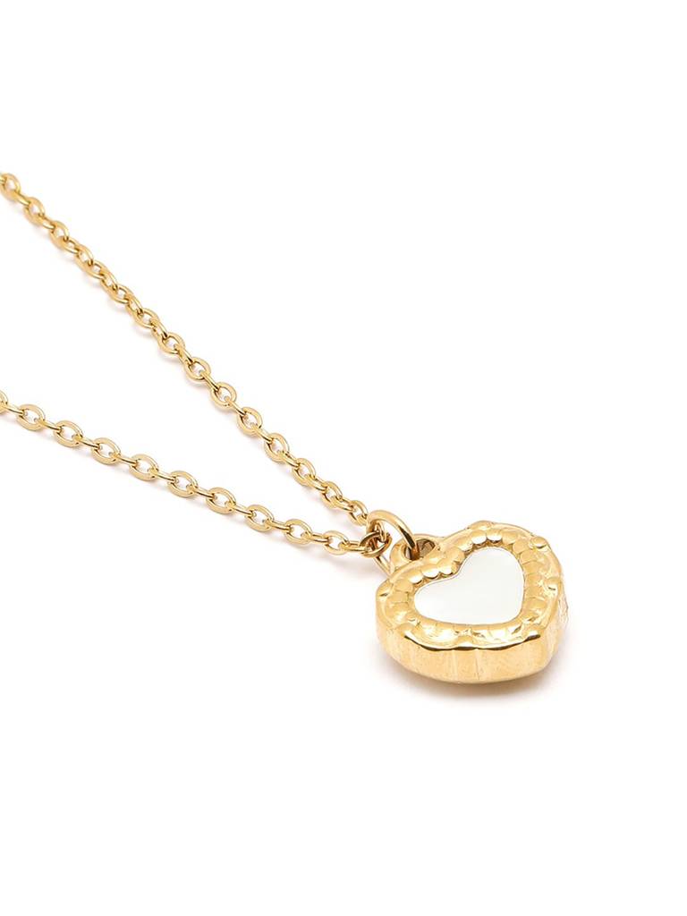18Kt Gold Plated Shell Puff Heart Reversible Pendant And Chain : FJN5694
