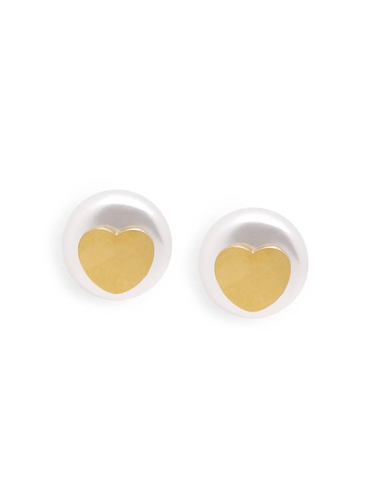 18Kt Gold Plated Pearl And Heart Jewellery Set : FJS5699