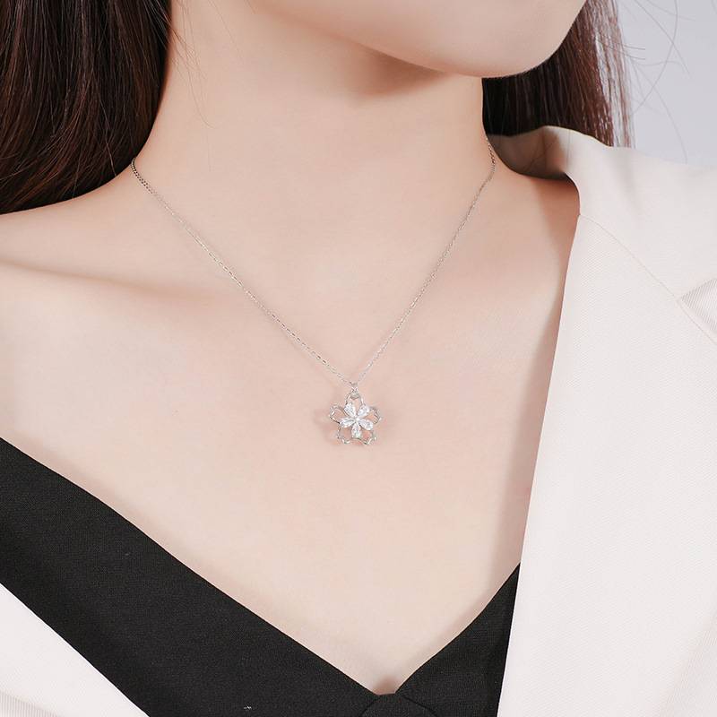 Brd Jewelry 925 Sterling Silver Flower Fidget Spinner Necklace For Women & Girls : BRD293126