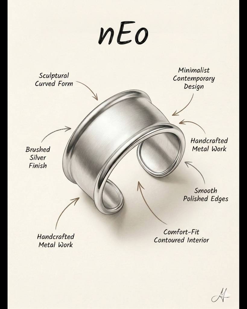 Silver Plated Lunar Curve Hand Cuff : 0027