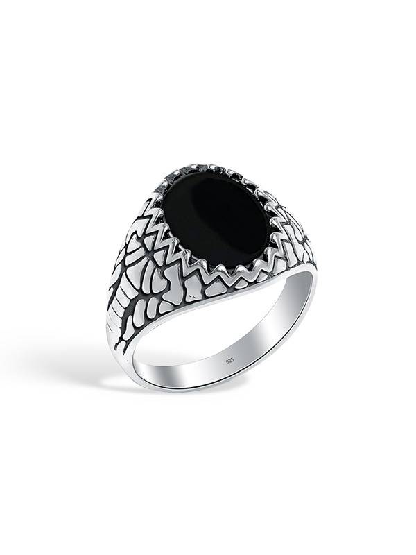 Handmade Antique Black Onyx Ring For Men : FR111509S9NBSAT