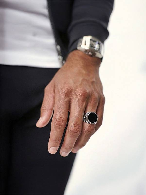 Vintage Black Onyx Signet Engagement Ring : FR111512S10NBSAT