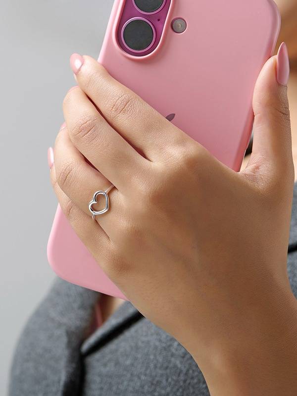 Polished Open Heart Ring : FR113231S7NSL