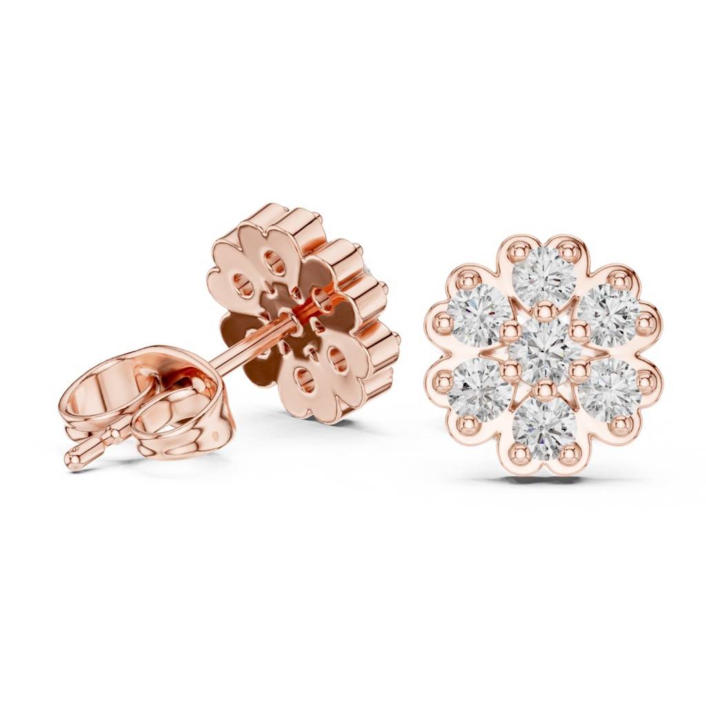 Round Diamond Flower Earrings : ER20004