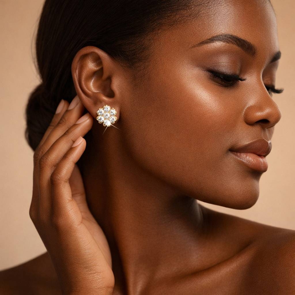 Round Diamond Flower Earrings : ER20004