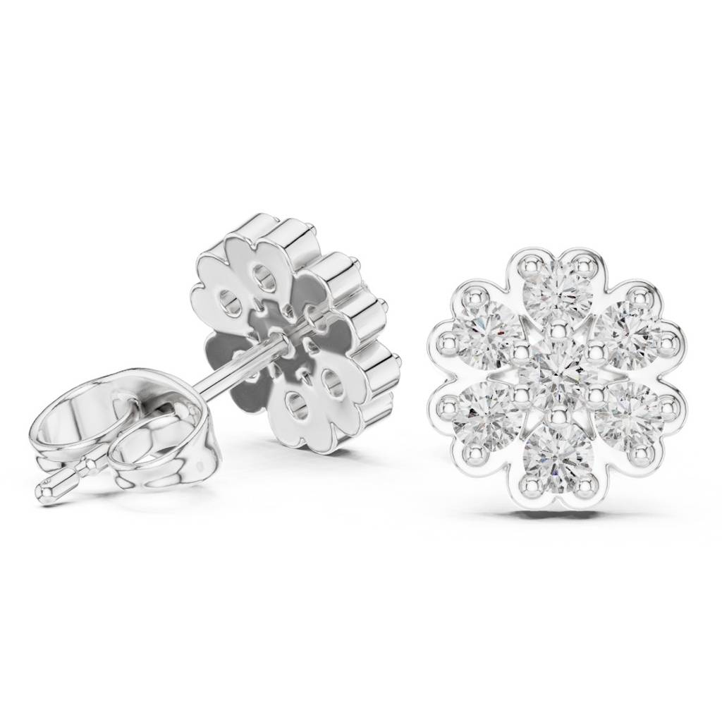 Round Diamond Flower Earrings : ER20004