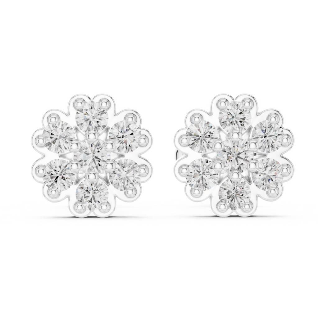 Round Diamond Flower Earrings : ER20004