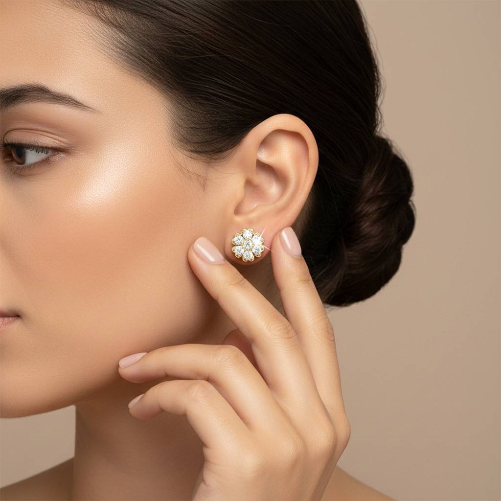 Round Diamond Flower Earrings : ER20004