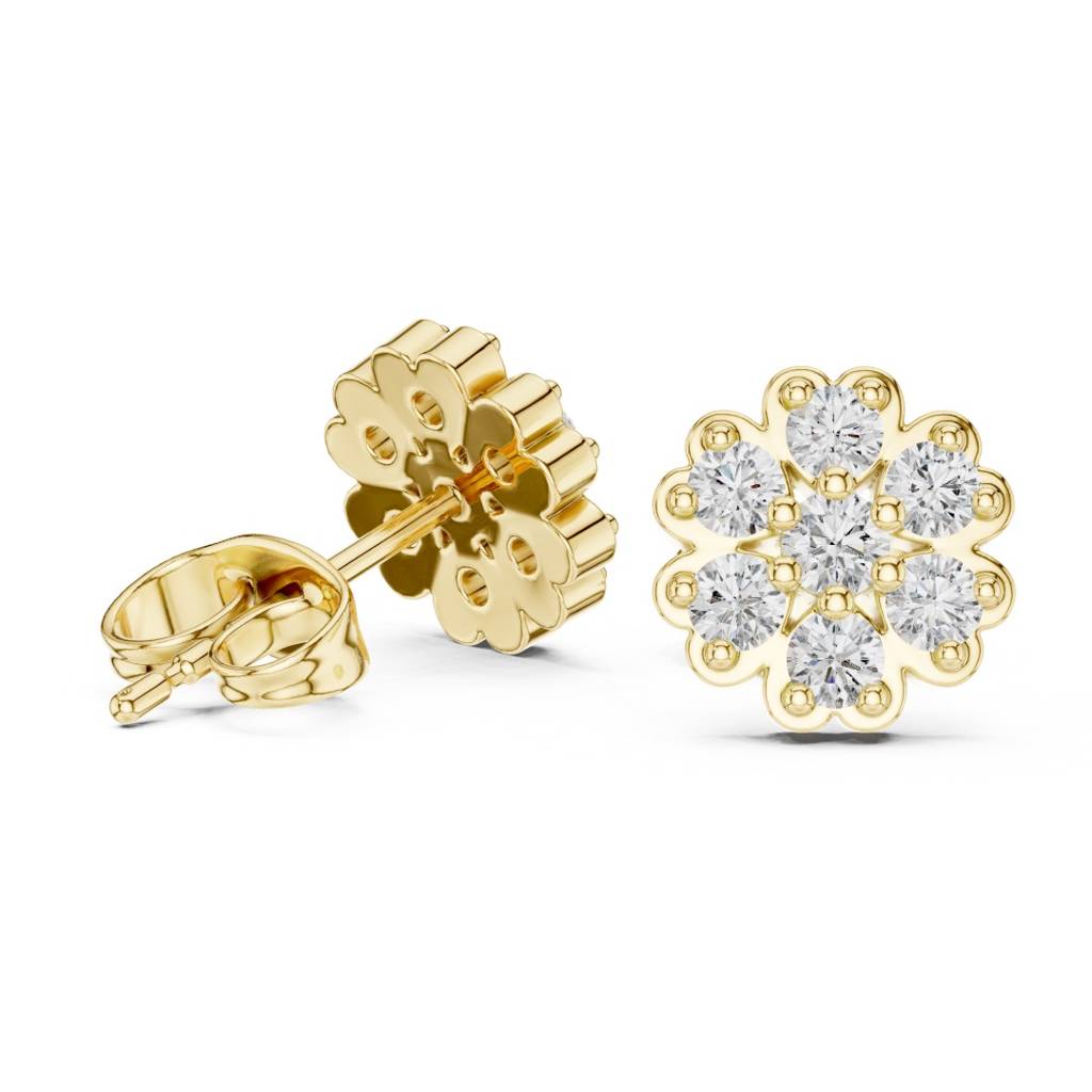 Round Diamond Flower Earrings : ER20004