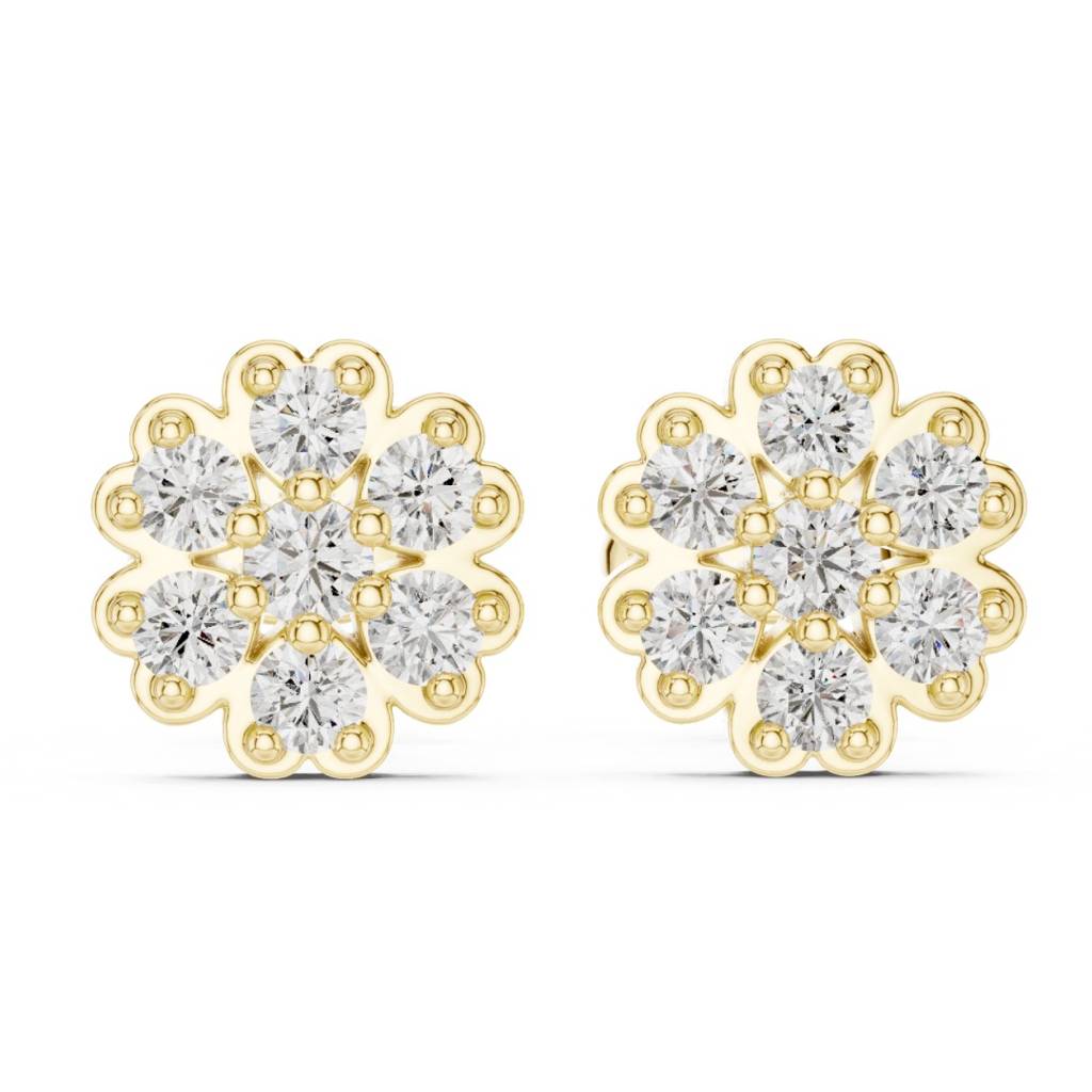Round Diamond Flower Earrings : ER20004