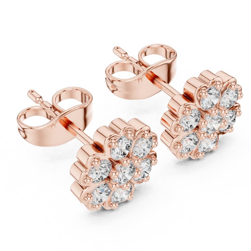 Round Diamond Flower Earrings : ER20004