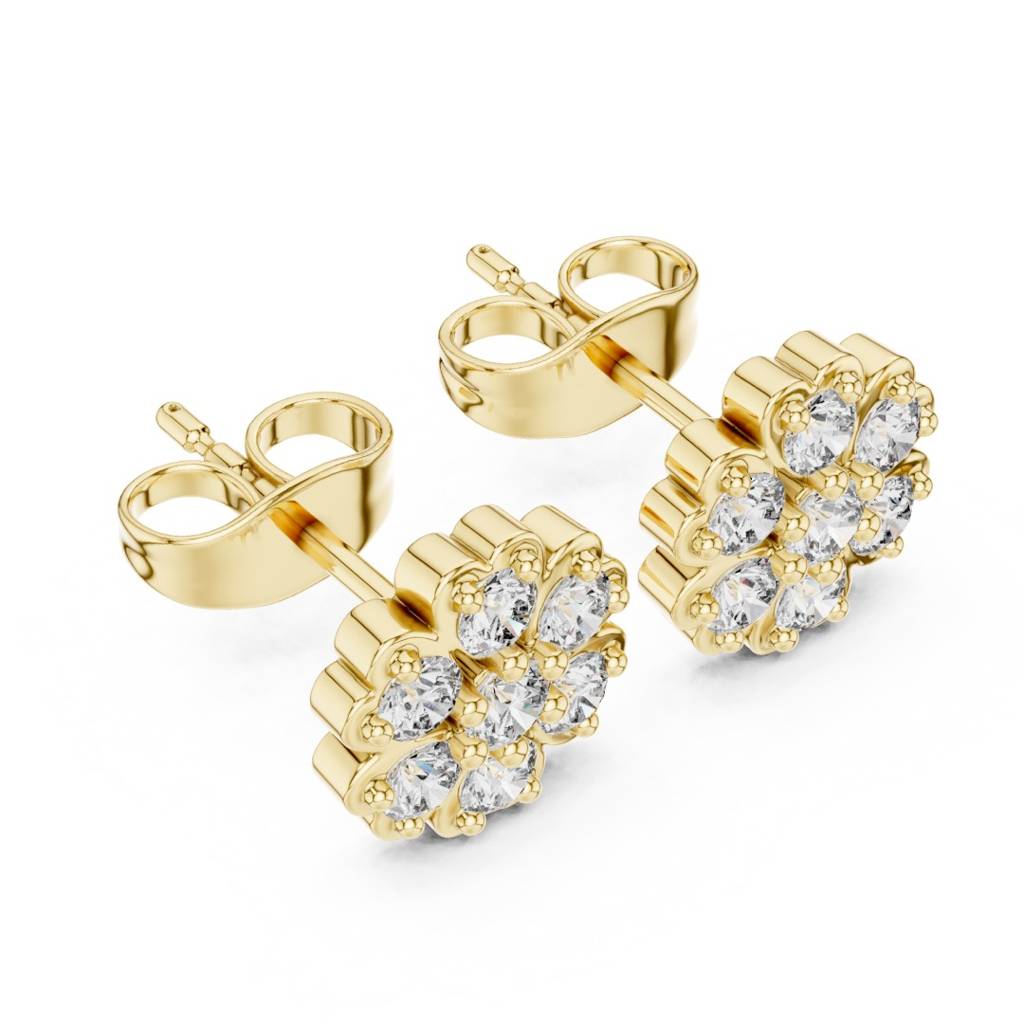 Round Diamond Flower Earrings : ER20004