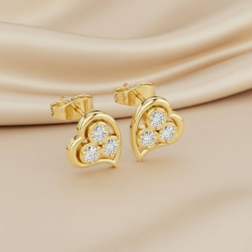 Leaf & Heart Diamond Flower Earrings : ER20006