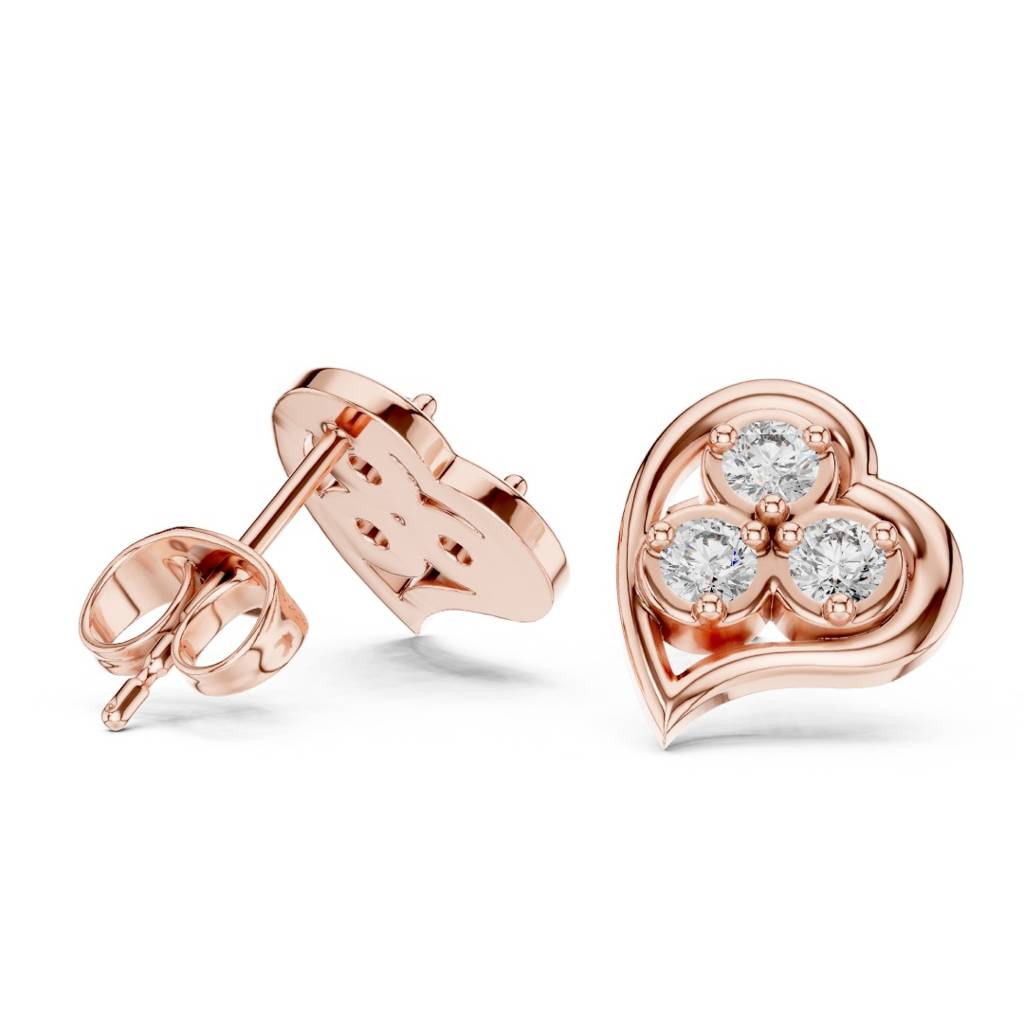 Leaf & Heart Diamond Flower Earrings : ER20006