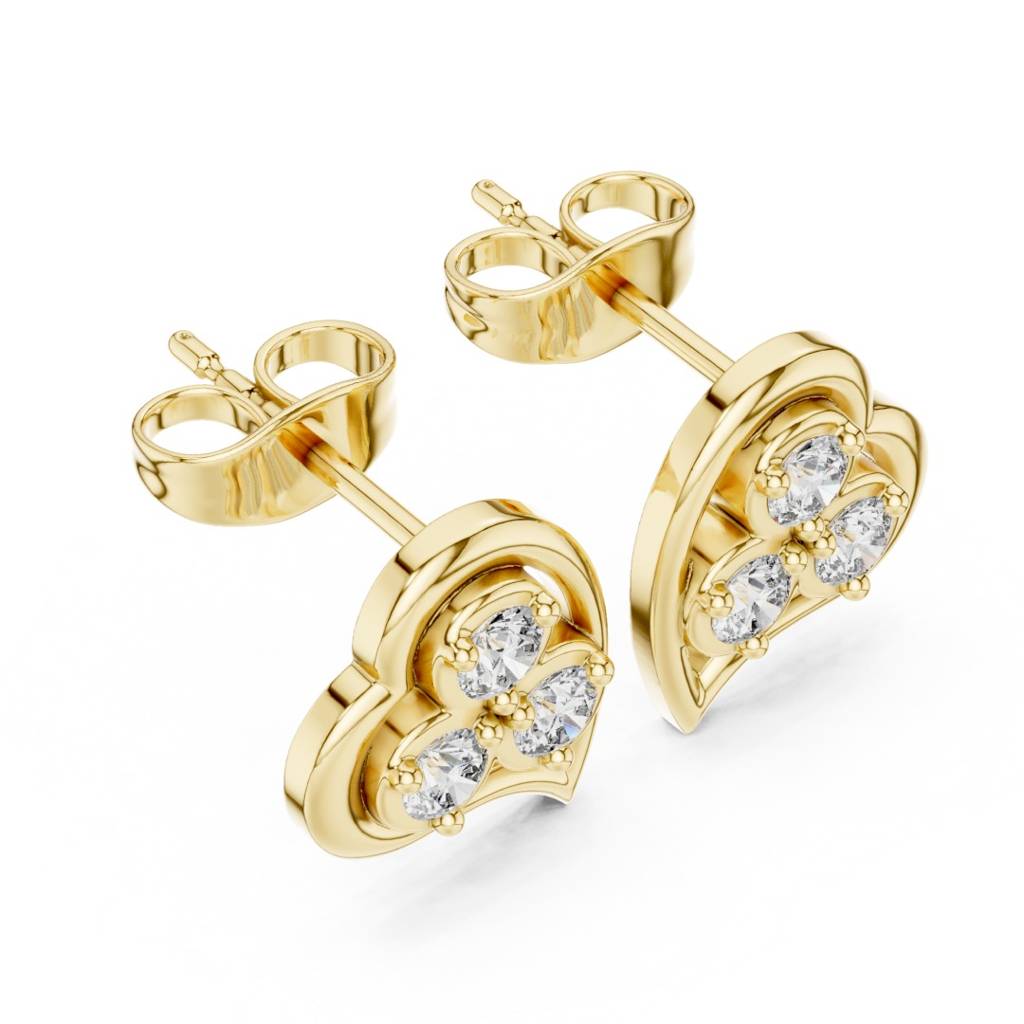Leaf & Heart Diamond Flower Earrings : ER20006